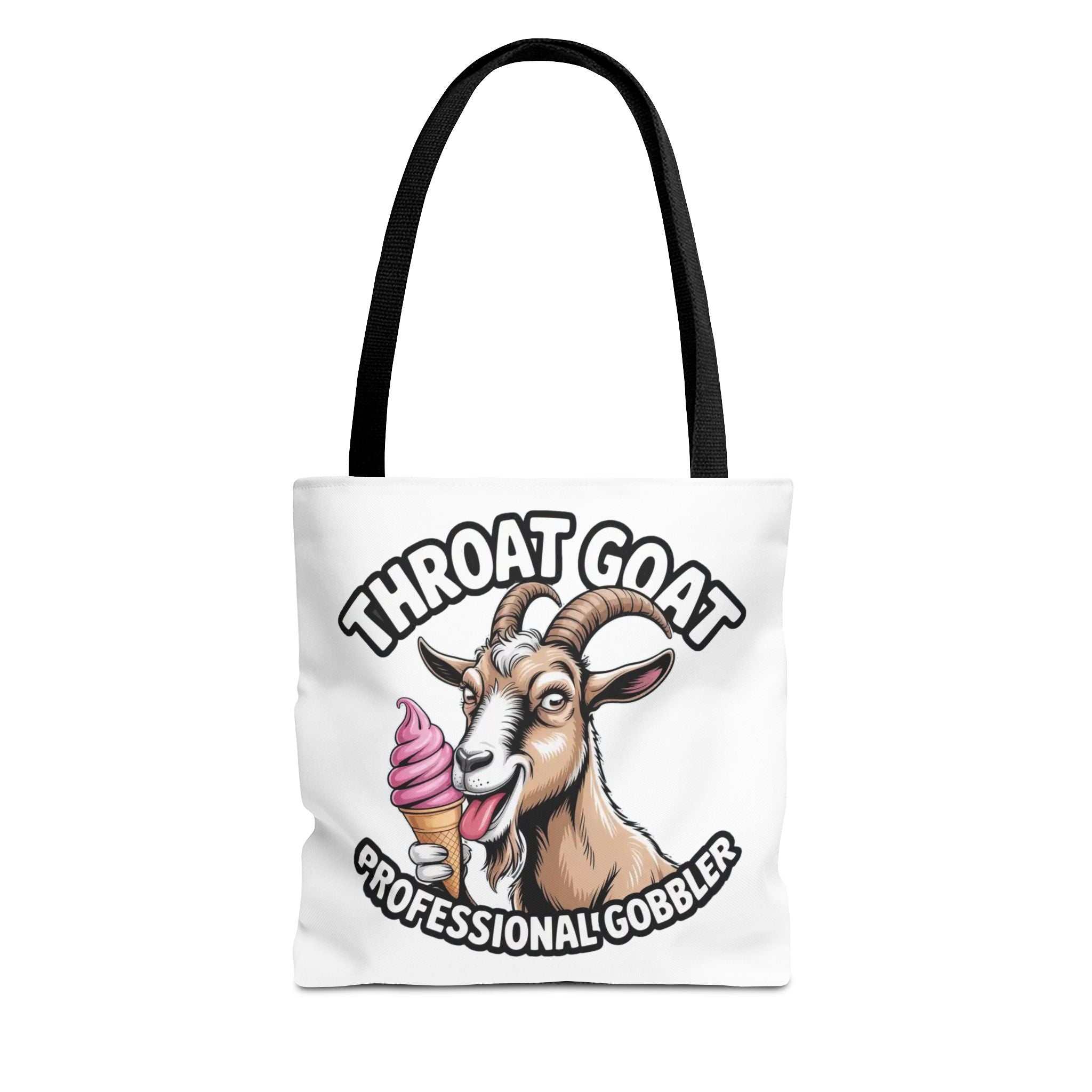 Professional Gobbler funny tote bag with cheeky design, durable spun polyester, three sizes, and colorful handles