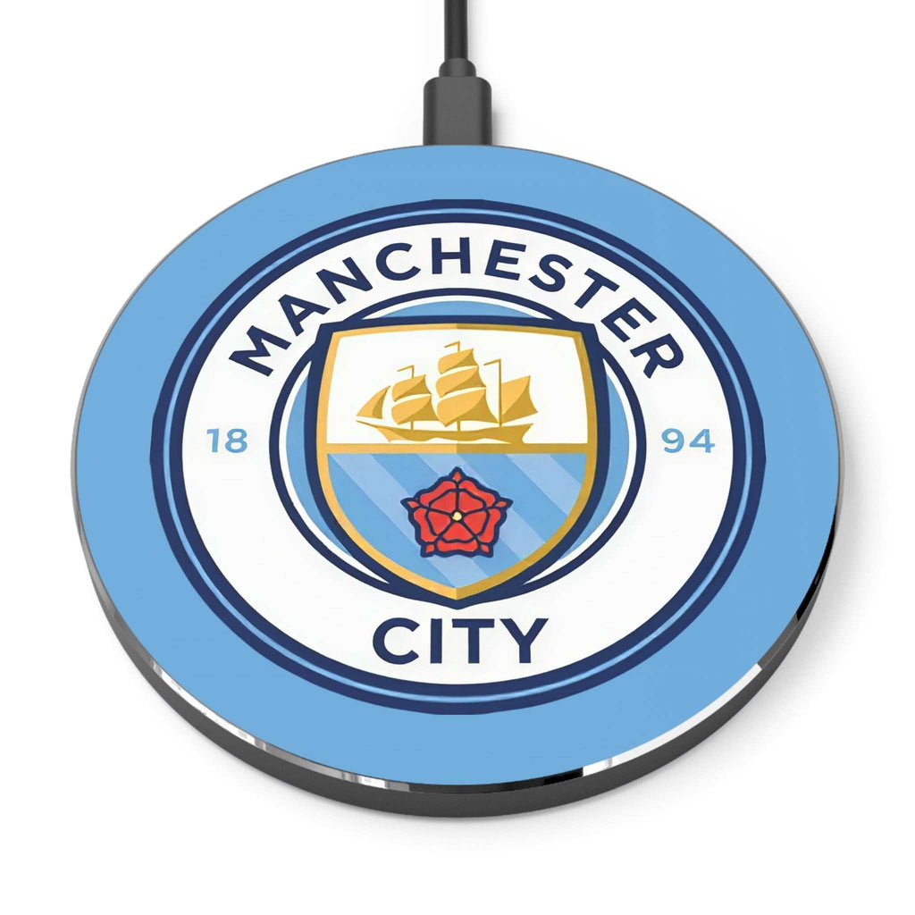 Manchester City wireless charger with 10W fast charging and club crest design