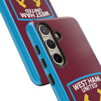 West Ham United Magnetic Samsung Case in claret and blue with official-inspired crest, dual-layer protective phone case with wireless charging support