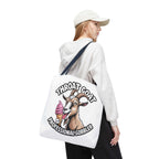 Cheeky Gobbler Funny Tote Bag in multiple sizes with colorful handles, durable polyester fabric, and playful design for everyday use