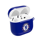 Chelsea FC AirPods protective case in royal blue with club crest, durable and shock-resistant, compatible with AirPods and AirPods Pro.
