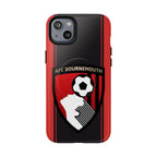 AFC Bournemouth MagSafe iPhone case with red and black stripes and club crest for wireless charging and protection