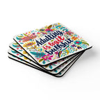 Adulting Is Legit Bullshit Coaster Set with colorful floral design, 4-piece set.