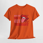 Black Mouths Don't Get Pregnant t-shirt with bold white text and edgy humor design