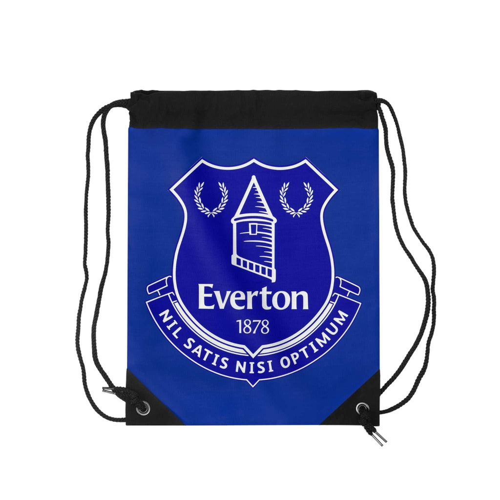 Everton FC drawstring bag in royal blue with club crest, durable polyester, spacious, lightweight, ideal for sports and travel