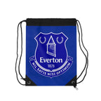 Everton FC drawstring bag in royal blue with club crest, durable polyester, spacious, lightweight, ideal for sports and travel