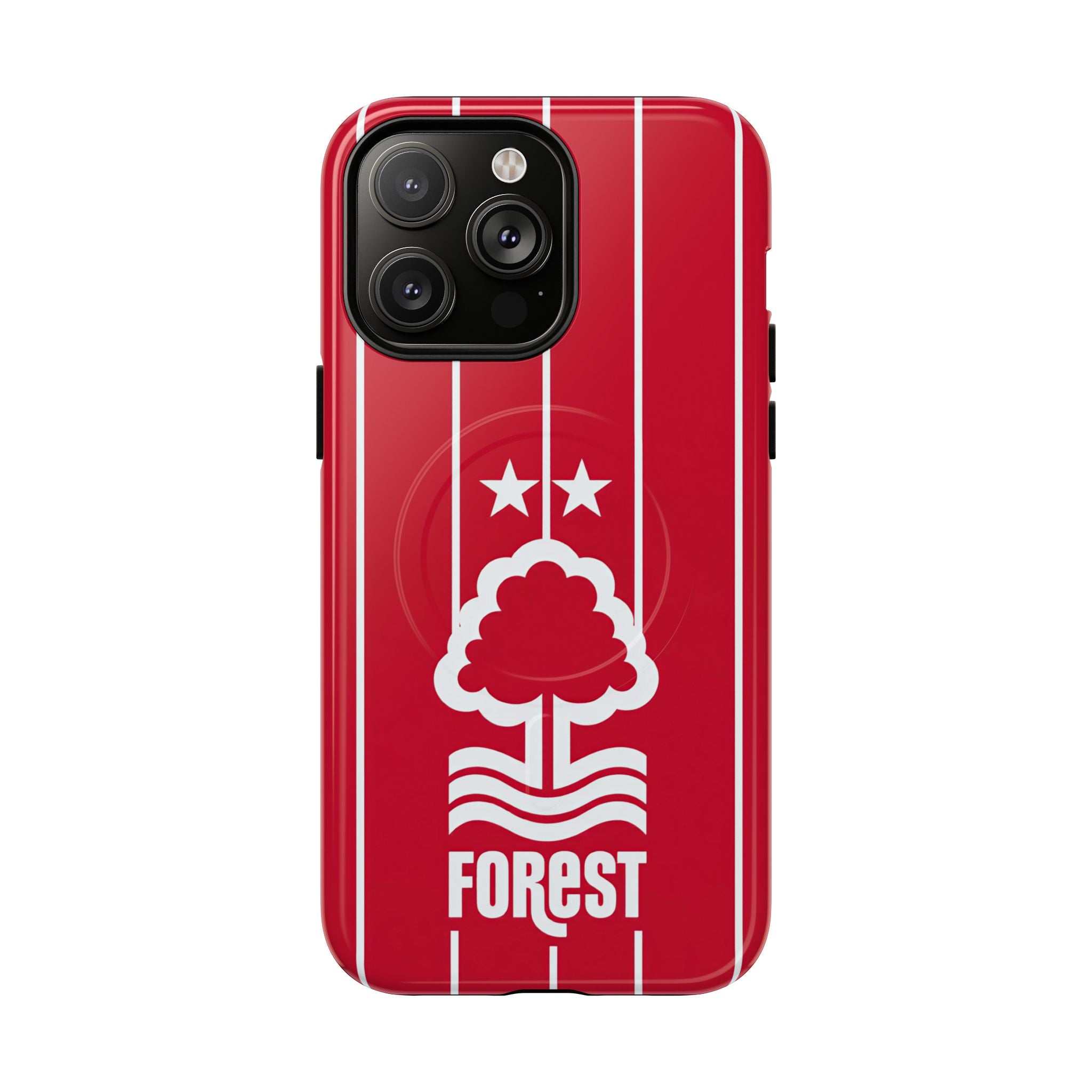 Nottingham Forest Magsafe iPhone Case with red club colors, official-inspired crest, dual-layer protection, and MagSafe compatibility