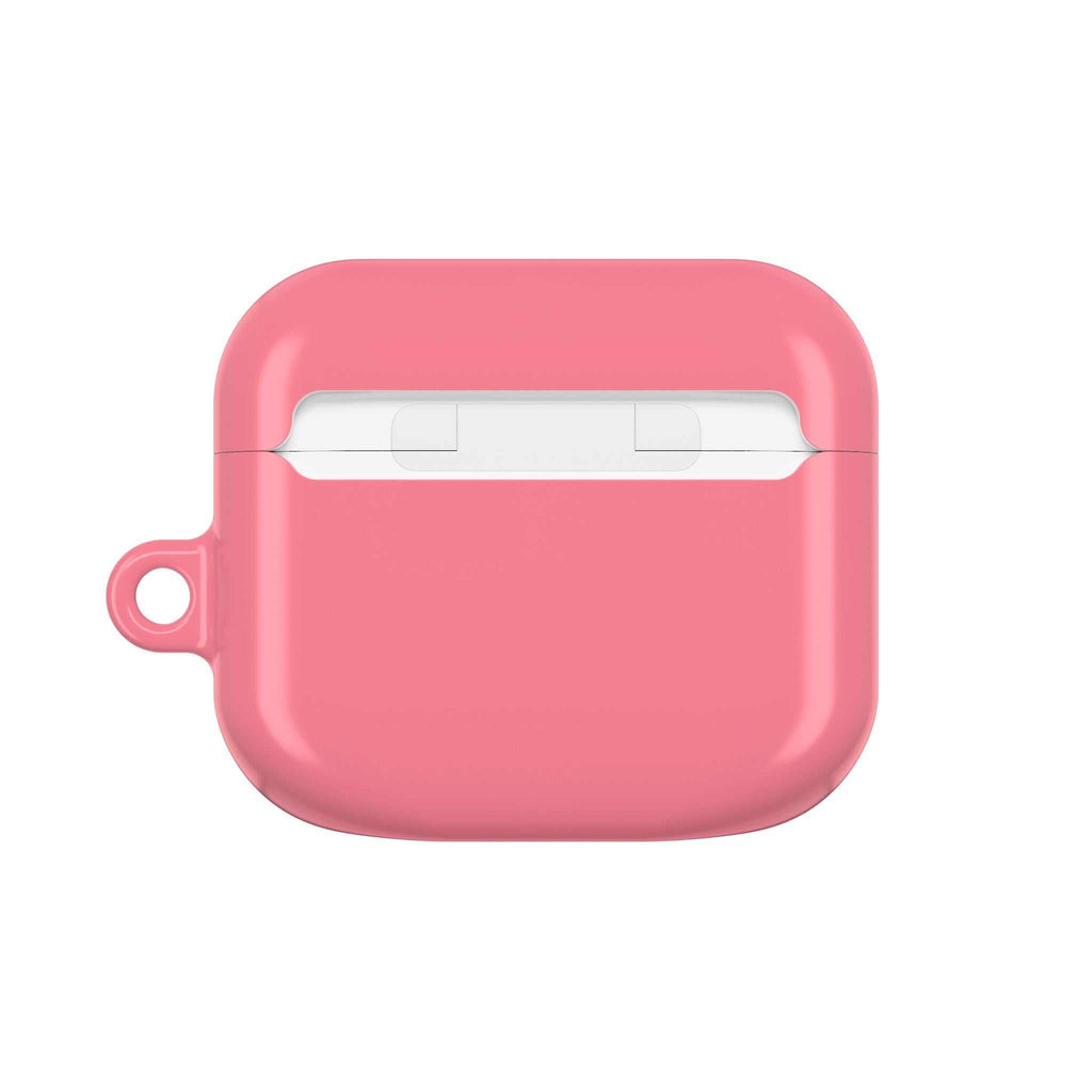 Light coral hard shell AirPods and AirPods Pro protective case with glossy finish and keyring loop