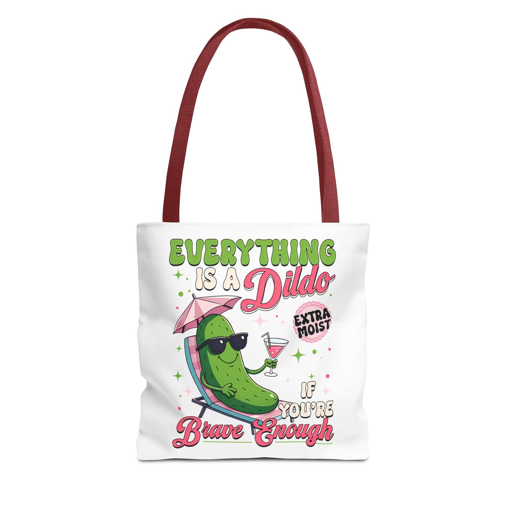 Cheeky Quote Pickle Tote Bag with fun design and durable spun polyester fabric