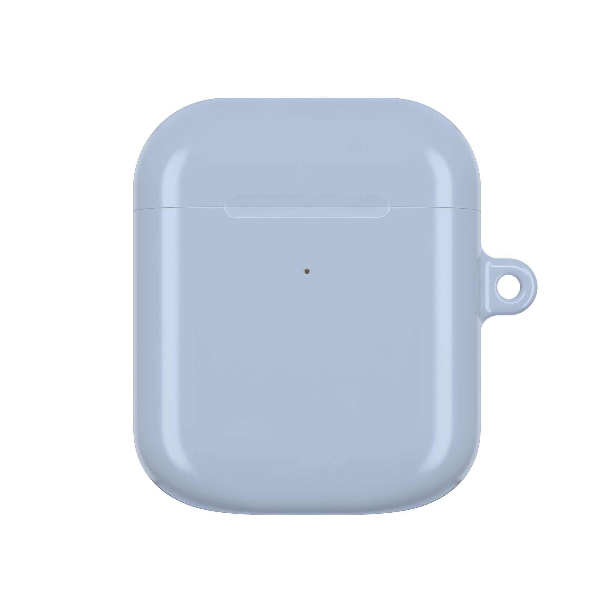 Misty Blue AirPods Pro protective case with glossy finish, durable hard shell, and wireless charging compatibility.