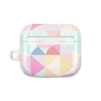 Pastel geometric print hard shell AirPods/Pro protective case with glossy finish and vibrant colors