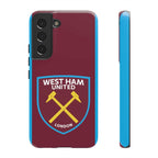 West Ham United magnetic Samsung phone case with claret and blue colors and club-inspired crest