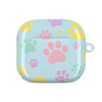 Pastel Doggy Paw AirPods Pro case with colorful paw prints, hard shell, and glossy finish