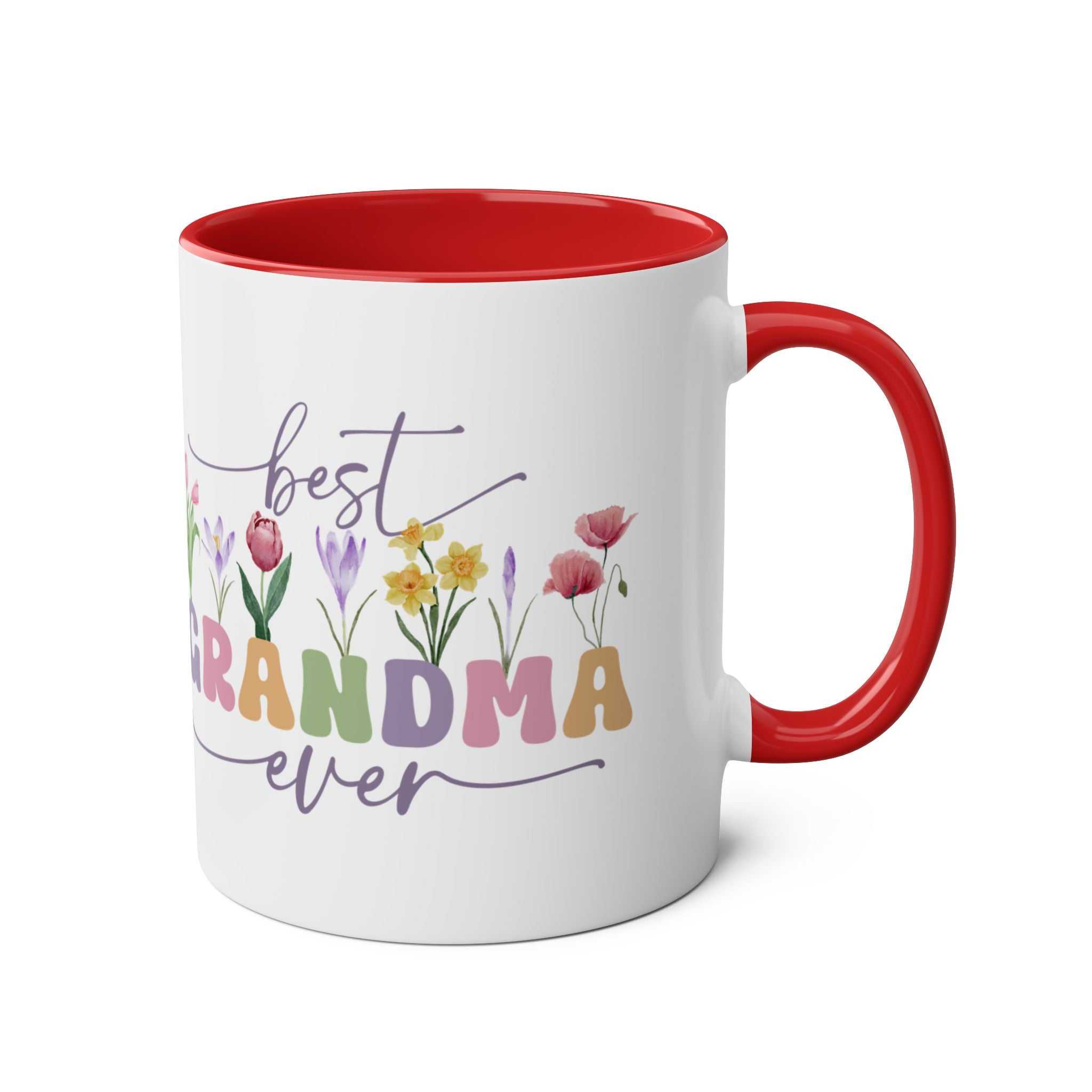 Best Grandma Ever Mother's Day Gift Mug with colorful floral design.
