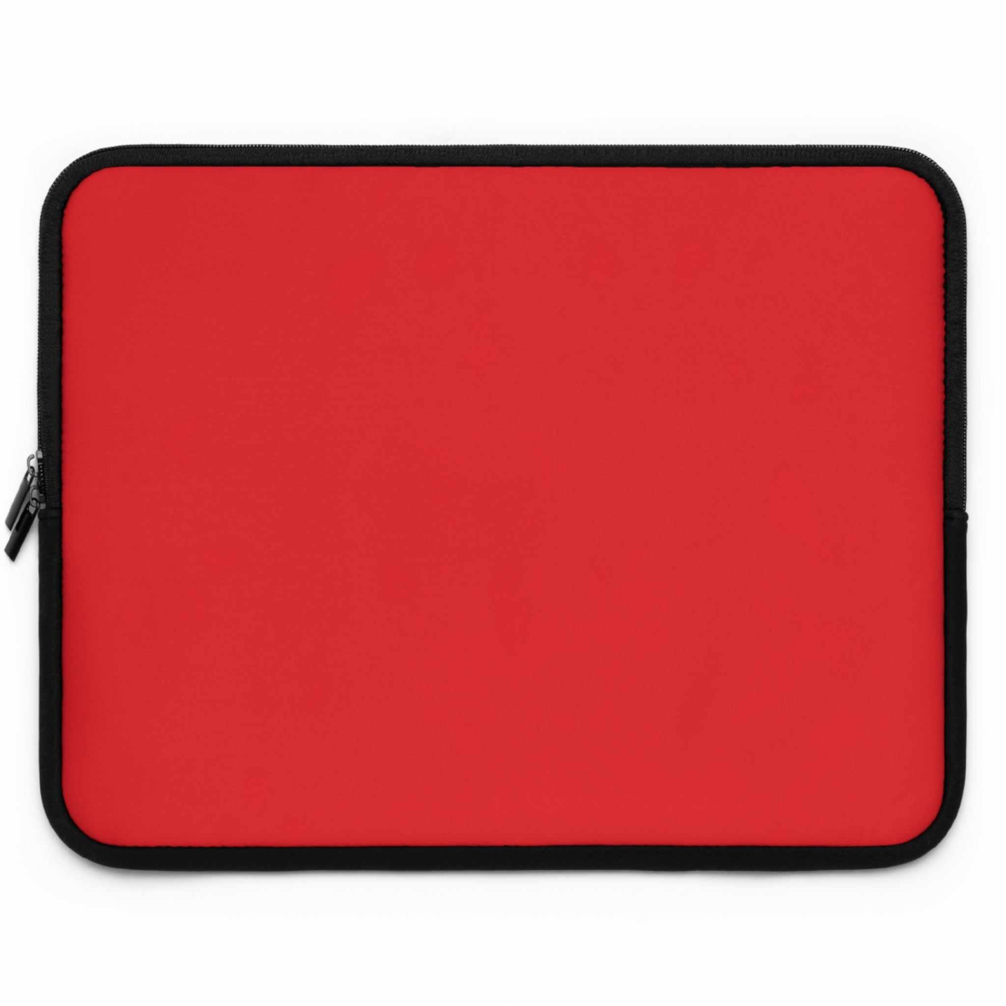 Red neoprene laptop sleeve with soft foam lining and dual zipper closure for protection and easy access