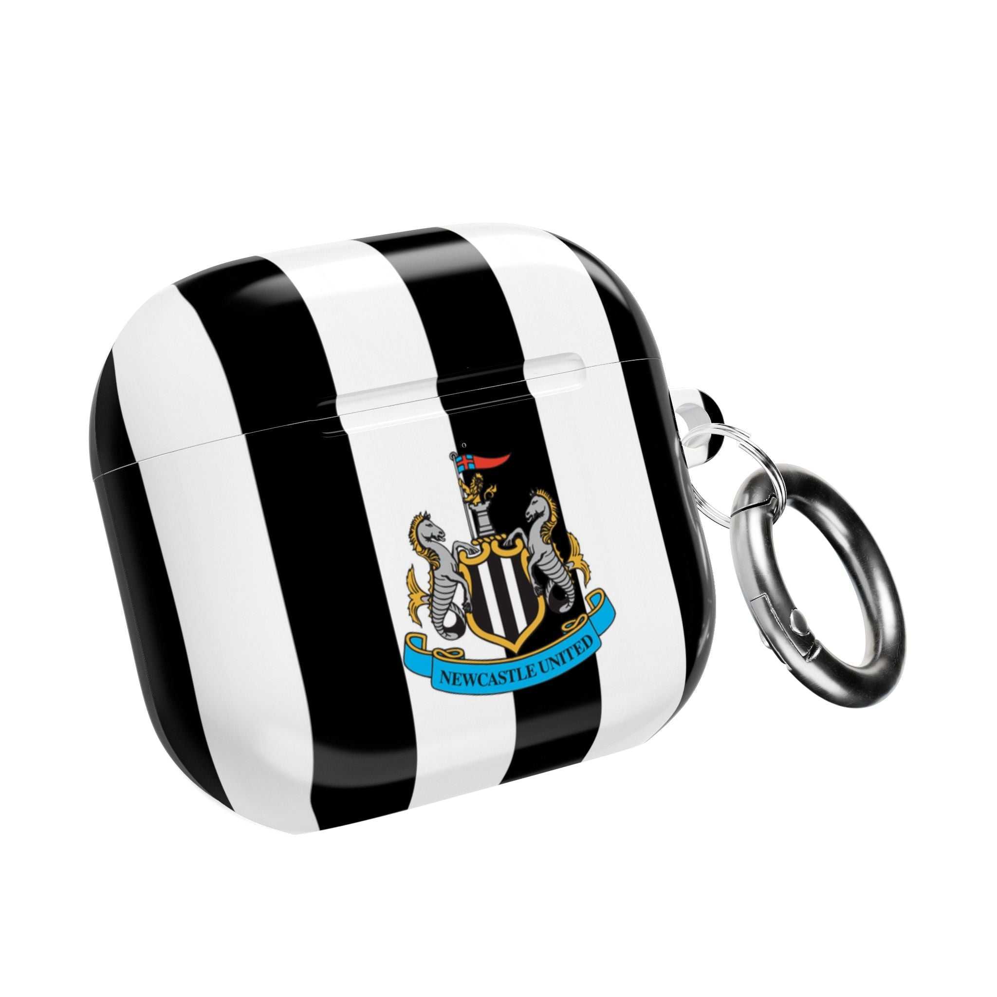Newcastle Utd FC AirPods Pro protective case with black and white stripes and club crest