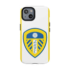 Leeds Utd MagSafe iPhone Case with club crest, white and yellow design, protective dual-layer construction, and MagSafe compatibility.
