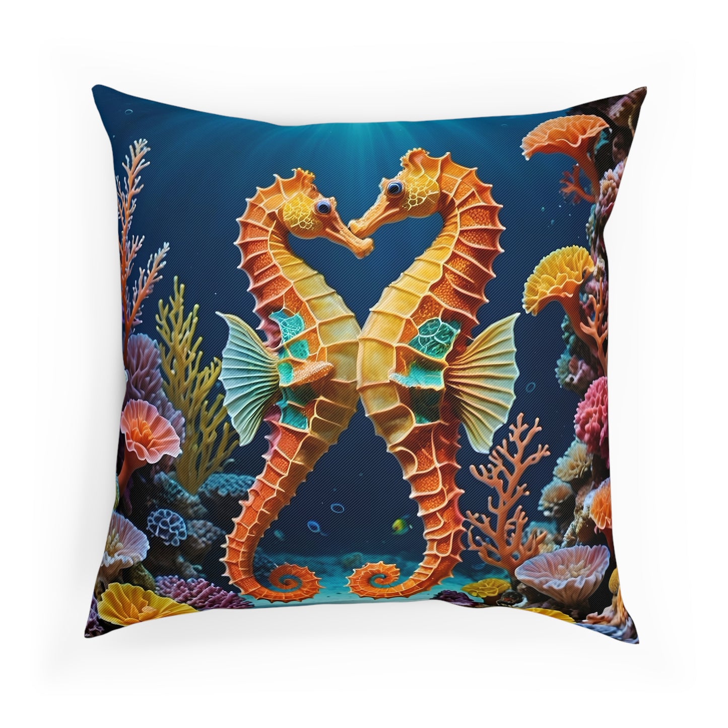 Seahorses Cotton Drill Square Cushion