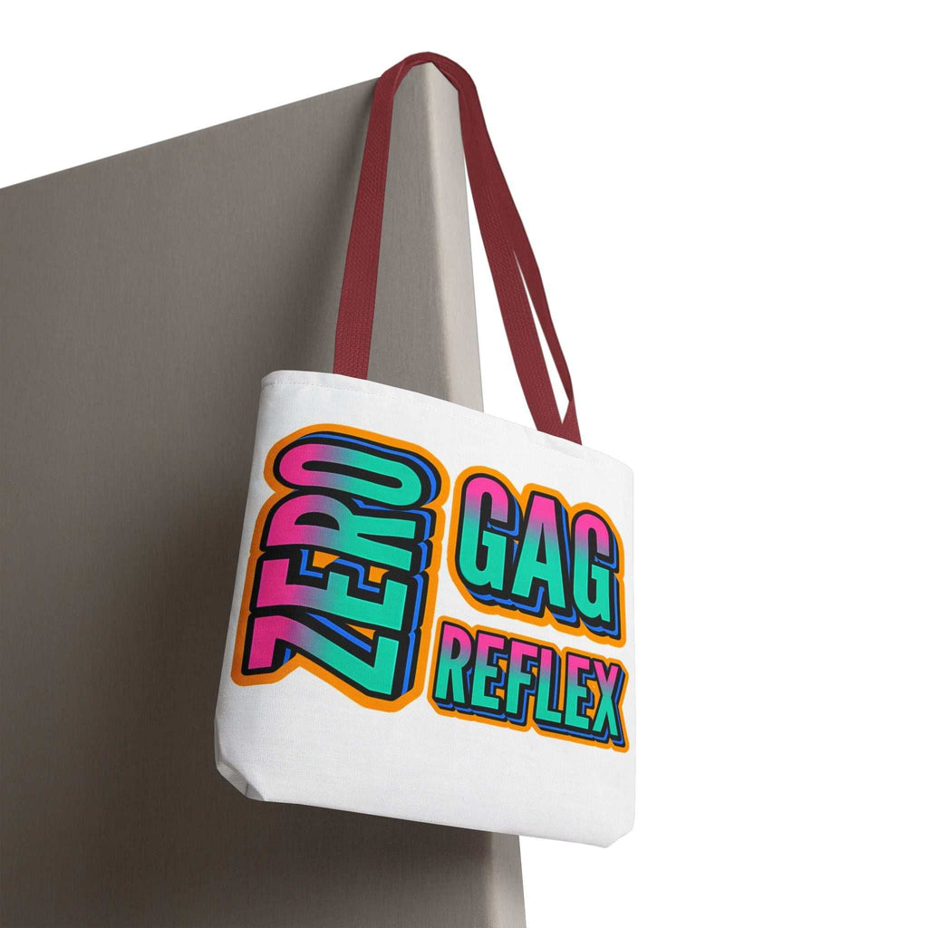Zero Gag Reflex Tote Bag with cheeky design, durable spun polyester, multiple sizes and handle colors, perfect for everyday use