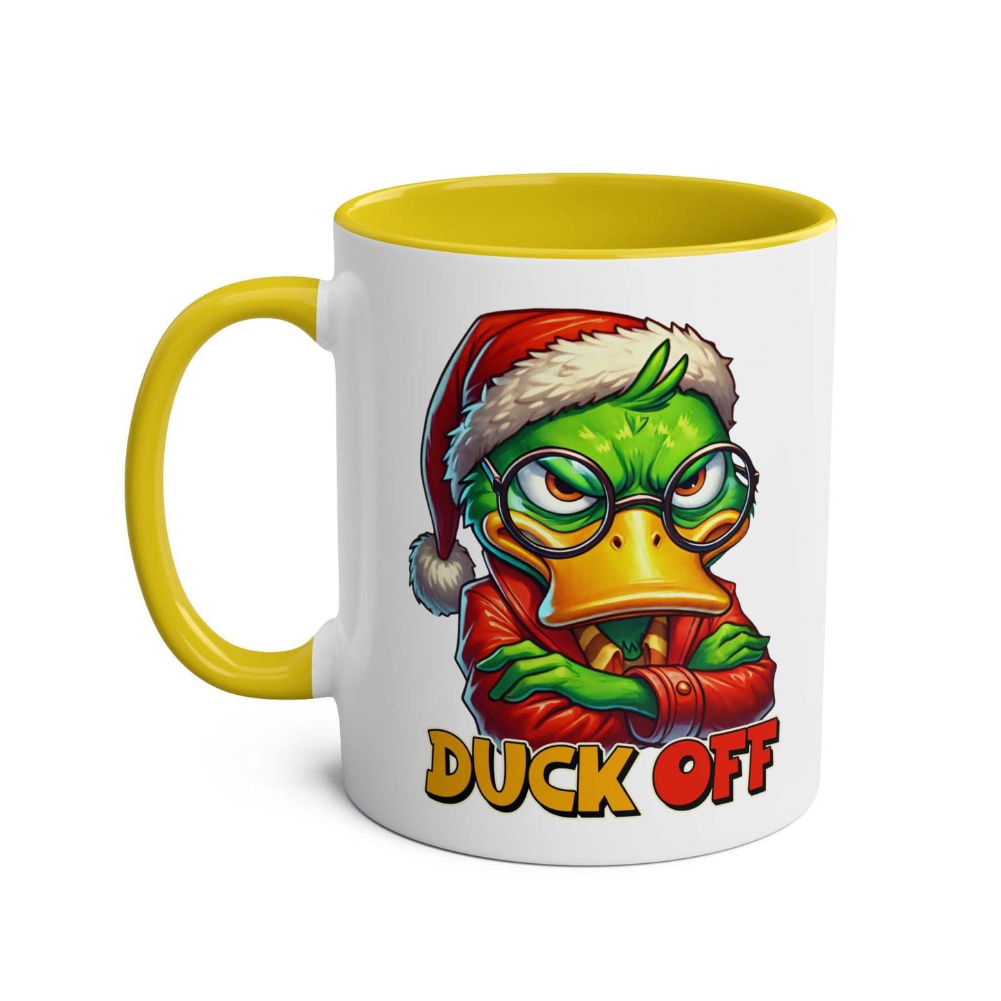 Sarky Christmas Mug with duck design and humorous twist, 11oz ceramic in 7 colors.