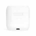 White charging case for Wolves Fc wireless earbuds with Micro USB port and portable design