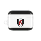Fulham FC AirPods protective case with black and white club crest, shock-resistant and wireless charging compatible