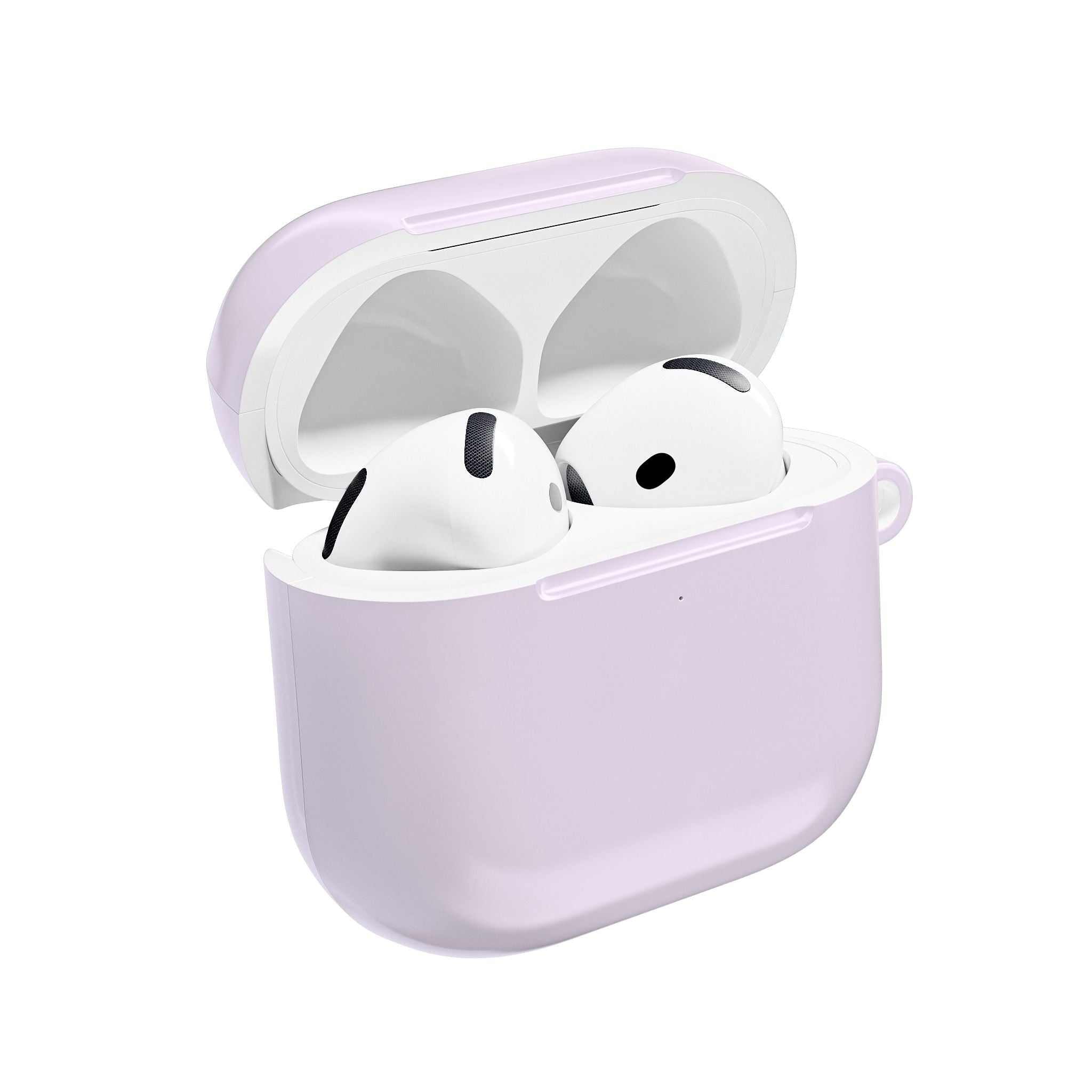 Lavender AirPods protective case with glossy finish, durable hard shell, and lightweight design