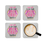Old Ladies Coaster Set with floral design and humorous text, 4-piece, MDF top, cork back.