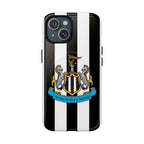 Newcastle United Magsafe iPhone Case with black and white stripes and club crest, compatible with wireless charging and durable protection
