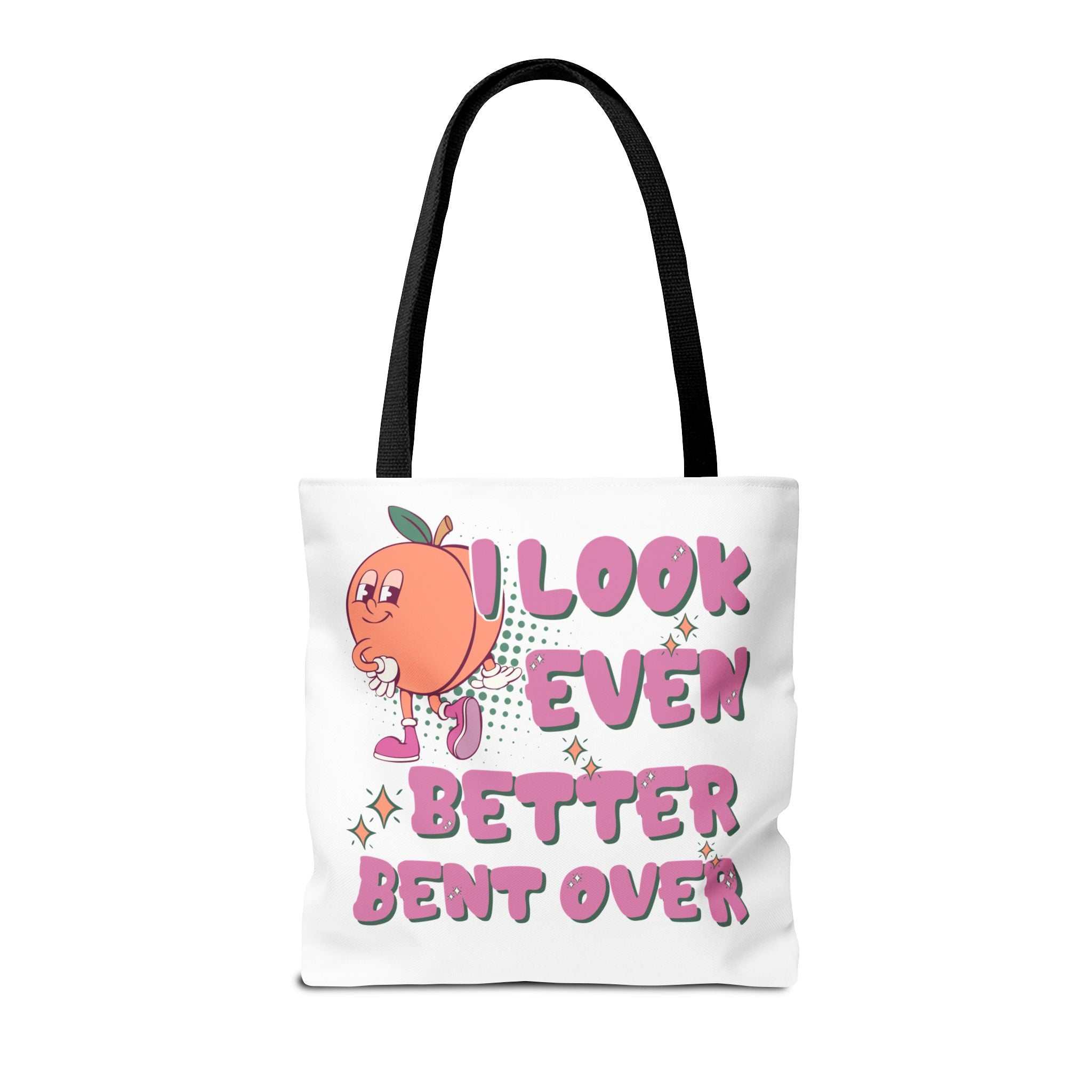 Cheeky Even Better Bent Over Tote Bag with colorful handles and durable spun polyester fabric