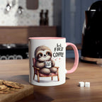 Cute sloth coffee mug with whimsical design, animal lover gift, cozy kitchen decor.