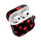 Black Hearts AirPods Case with red heart pattern, glossy hard shell protective cover for AirPods and AirPods Pro