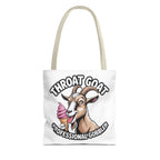 Cheeky Gobbler Funny Tote Bag with multiple sizes and colorful handles, made of durable spun polyester for everyday use