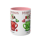 Personalised Bestie Christmas Mug with cute design, 11oz ceramic, available in 7 colors, microwave and dishwasher safe.
