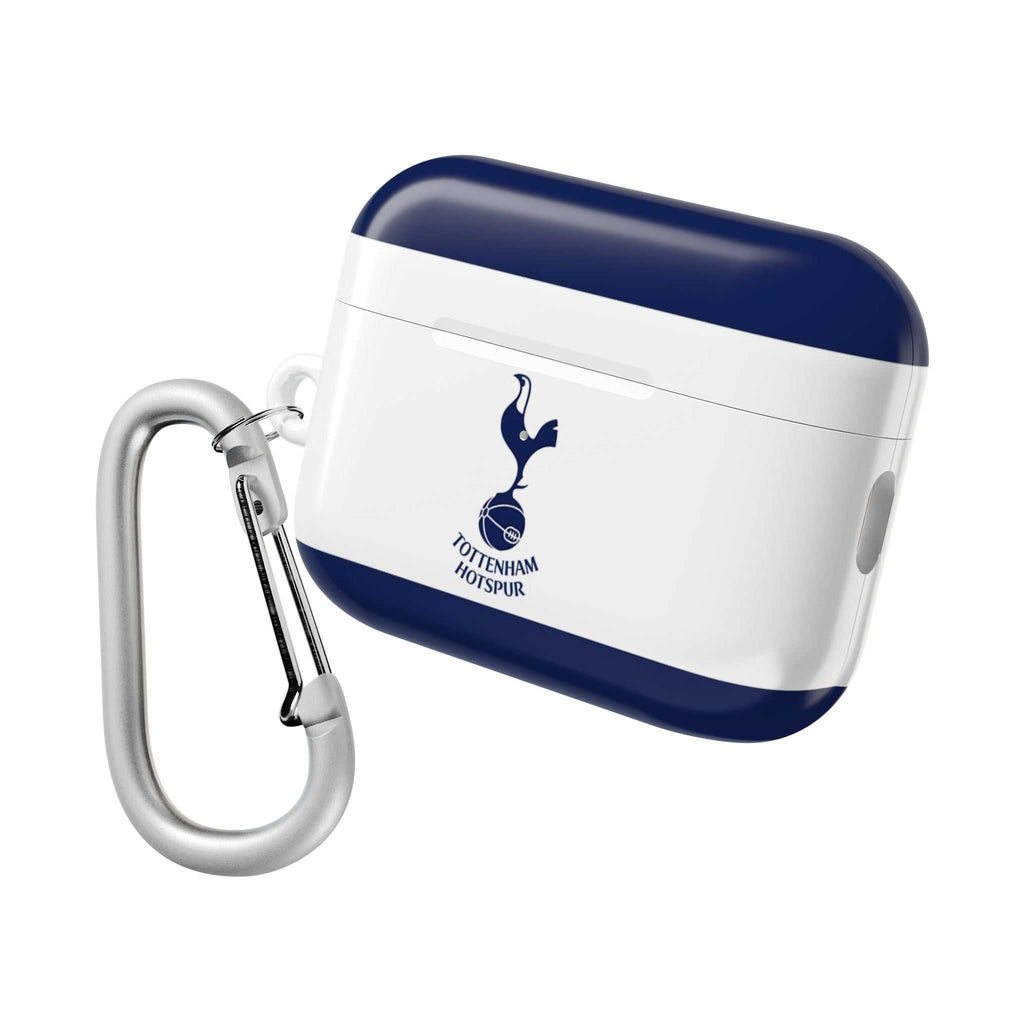 Tottenham FC AirPods protective case with cockerel crest and navy white design, shock-resistant and compatible with AirPods Pro.