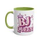 Colorful BJ Queen Coffee Mug with cheeky bold design for confident coffee lovers