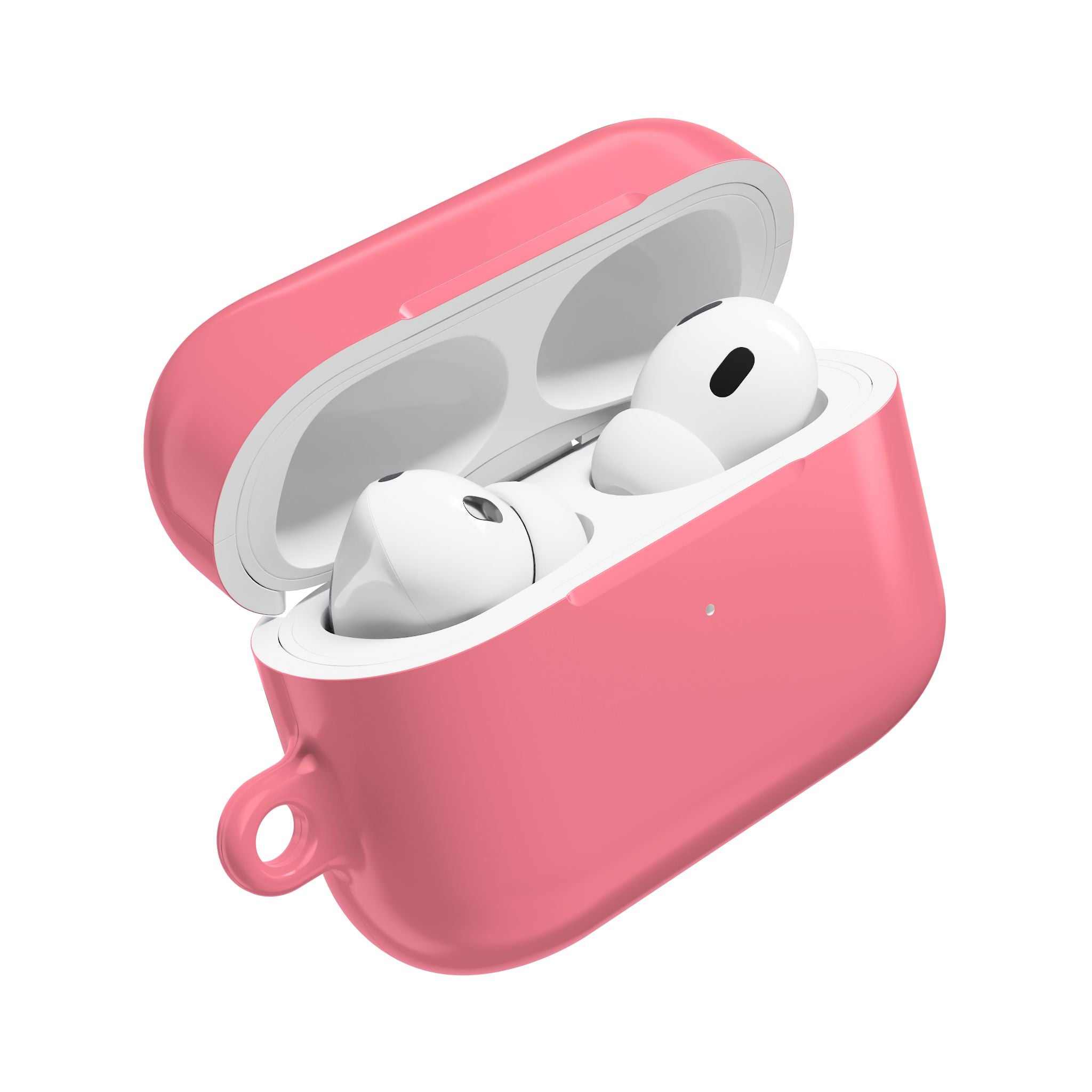 Light coral hard shell protective case for AirPods and AirPods Pro with glossy finish and wireless charging compatibility