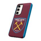 West Ham United magnetic Samsung case with claret and blue colors and shock-absorbing dual-layer protection