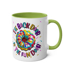 The Back Door is the Fun Door Mug with cheeky text and vibrant colors, perfect for funny gifts and morning coffee.