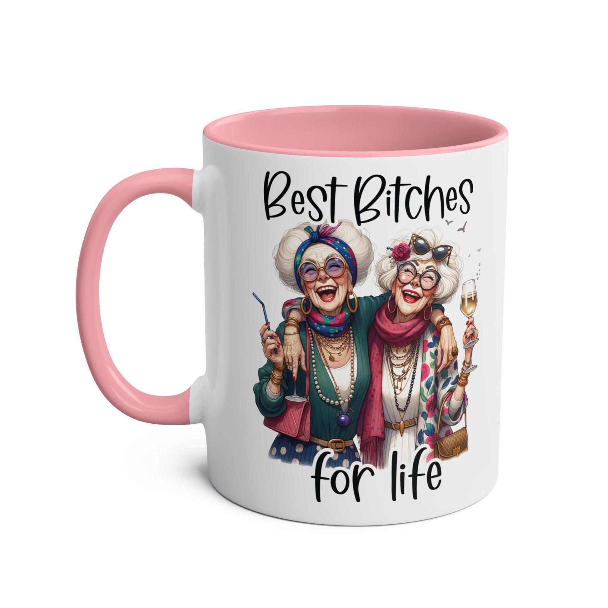 Best Bitches Ceramic Two Tone Mug with fun design, perfect friendship gift.