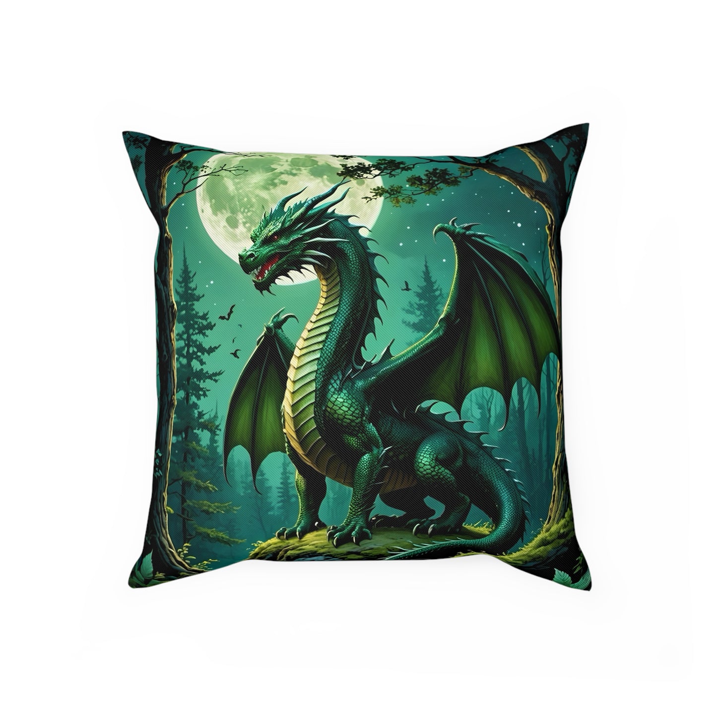 Green Dragon Cotten Drill Square Cushion