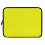 Yellow neoprene laptop sleeve with soft foam lining and dual zipper closure for protection and easy access