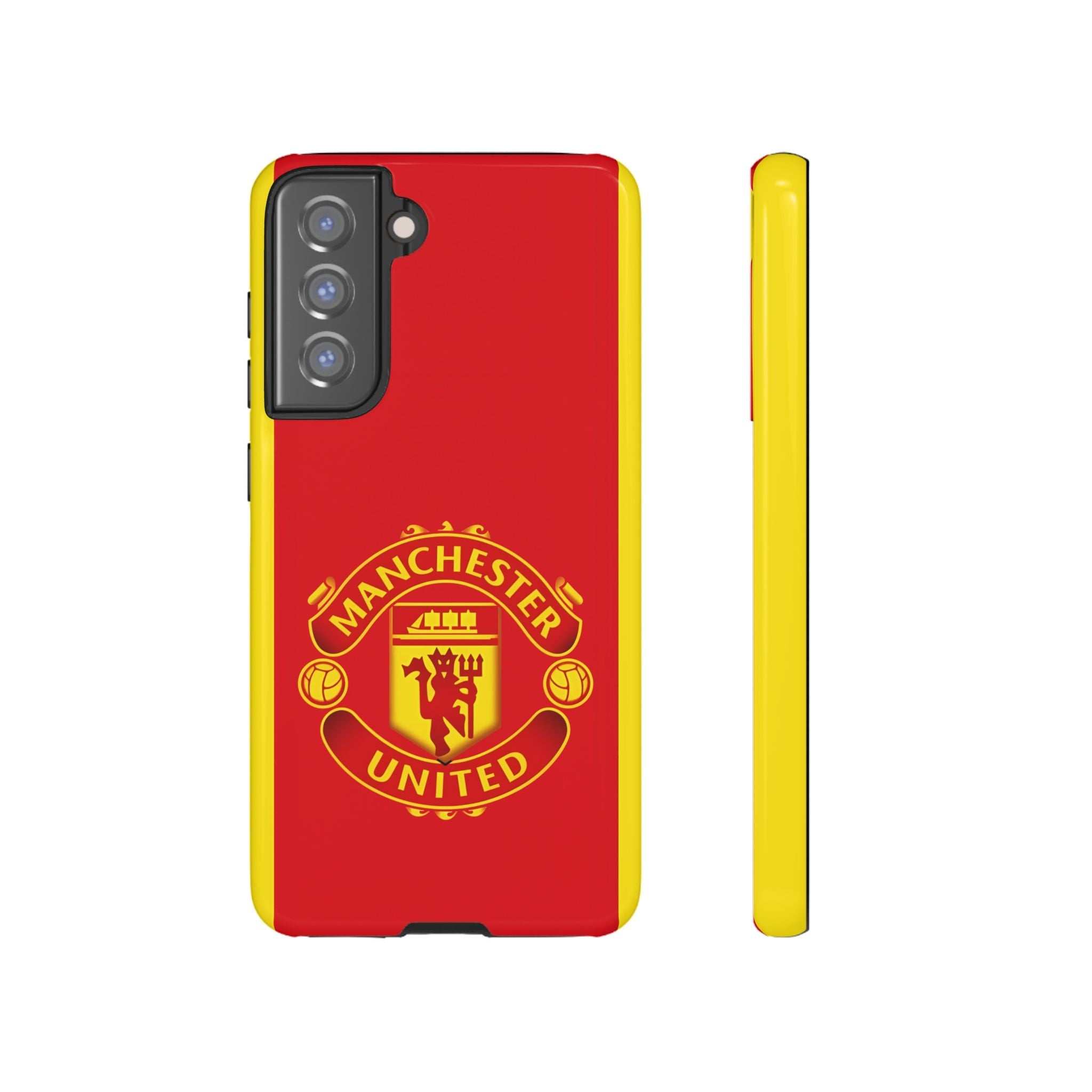 Manchester United magnetic Samsung case with red crest and dual-layer protection
