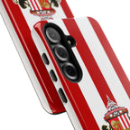 Sunderland FC Samsung phone case with magnetic design, red and white colors, dual-layer protection, wireless charging compatible