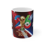 England World Cup 26 Lion ceramic mug with roaring lion and tournament trophy graphics for football fans