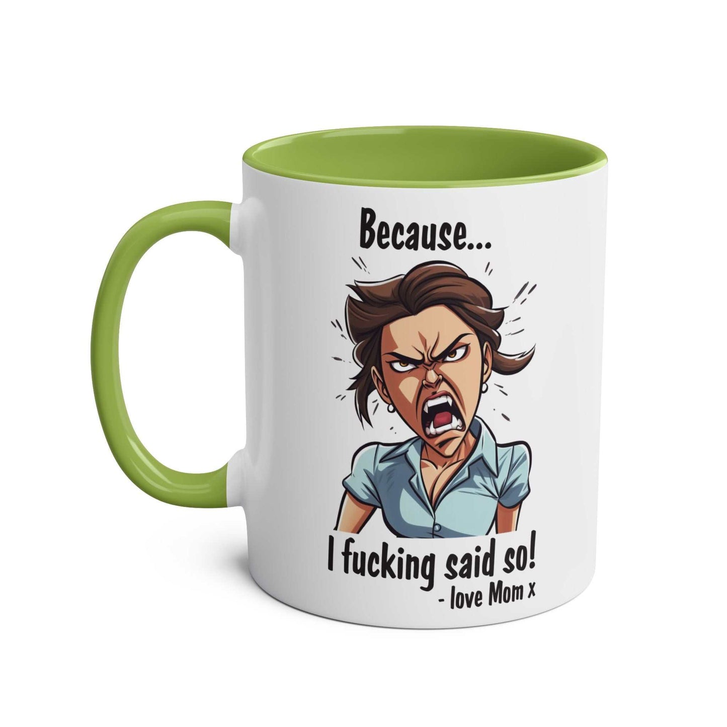 Cheeky rude ceramic two tone mug with playful design and attitude.