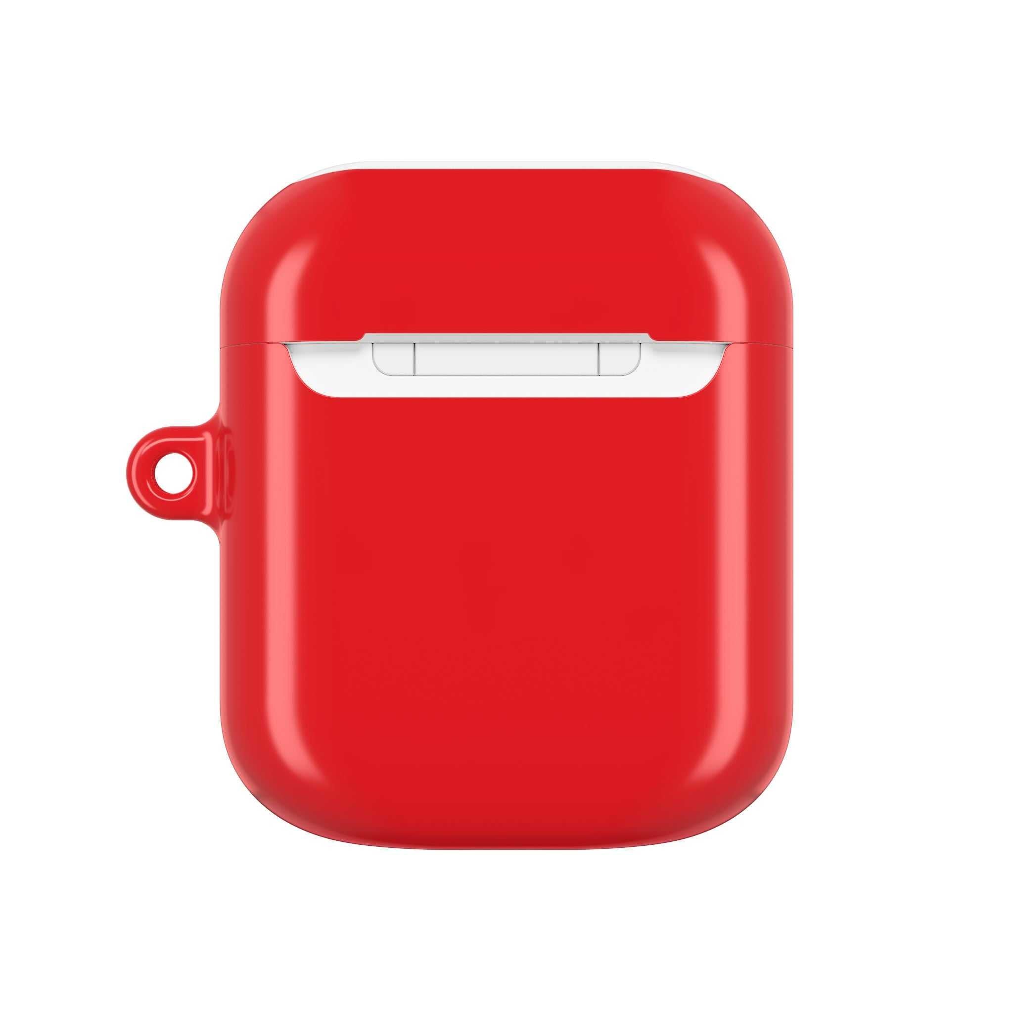 Red glossy hard shell AirPods and AirPods Pro protective case with keyring slot