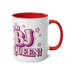 BJ Queen Coffee Mug in vibrant colors with bold, cheeky design, perfect for gifts and daily coffee.