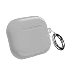 Silver AirPods Pro protective hard shell case with keyring, durable, lightweight, scratch-resistant, glossy finish, wireless charging compatible