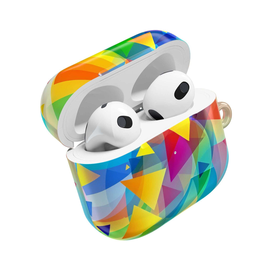 Vibrant geometric pride protective case for AirPods and AirPods Pro with colorful hard shell design